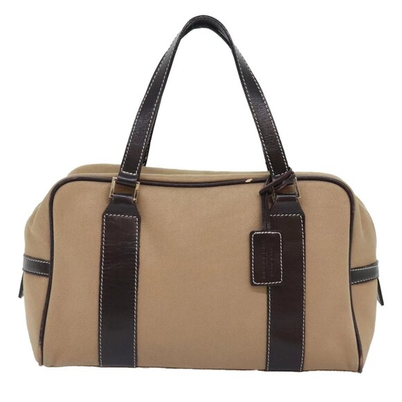 BURBERRY Blue Label Hand Bag Canvas Beige Gold Auth bs18262 - Picture 1 of 15